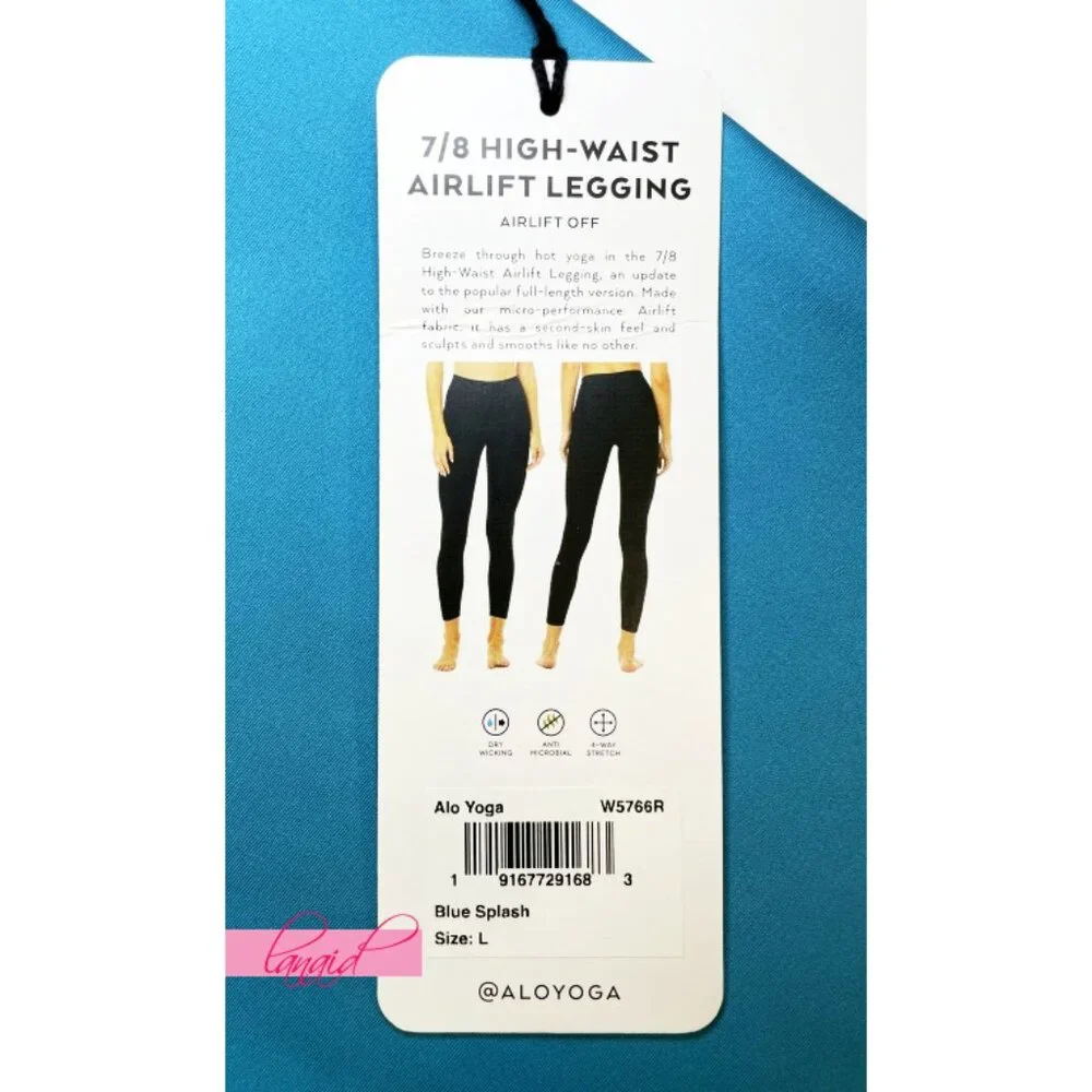 Alo 7/8 High-Waist Airlift Leggings Blue Splash Hi-Rise Waisted Tights Skinny L